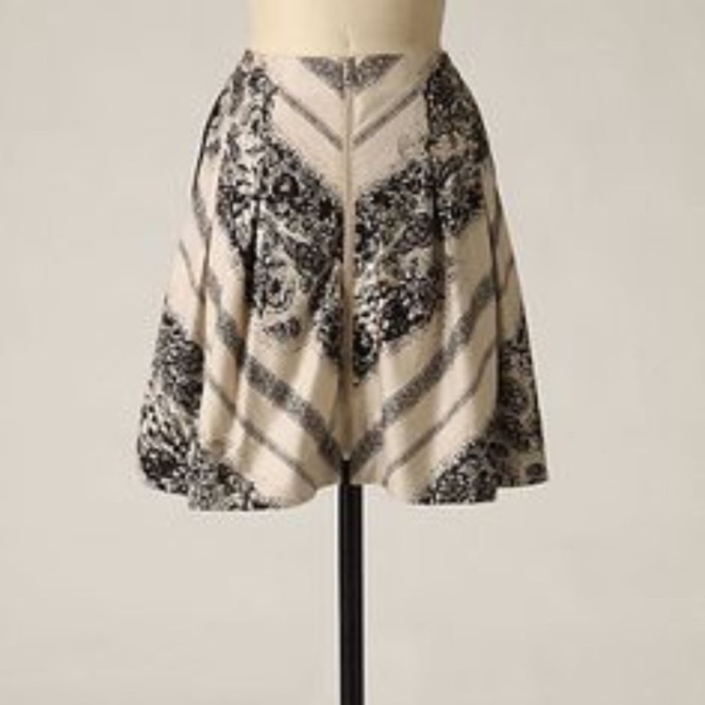Anthropologie Ivory & Black Zipper Skirt